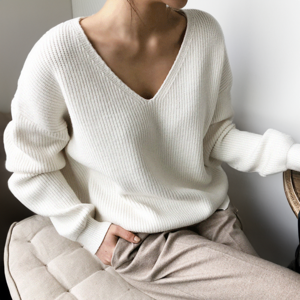 Aurora V-Neck Soft Knit Sweater