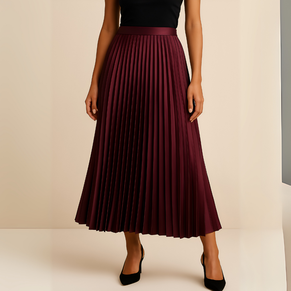 Livia Satin Pleated Skirt