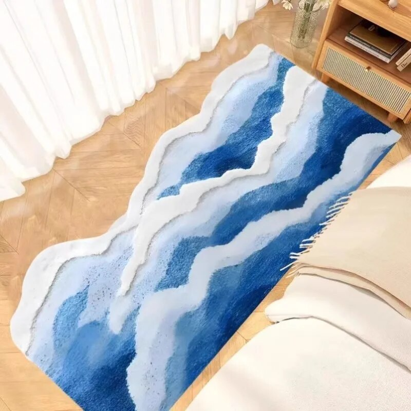 Ocean Drift Plush Wave Rug – Coastal Gradient Anti-Slip Mat