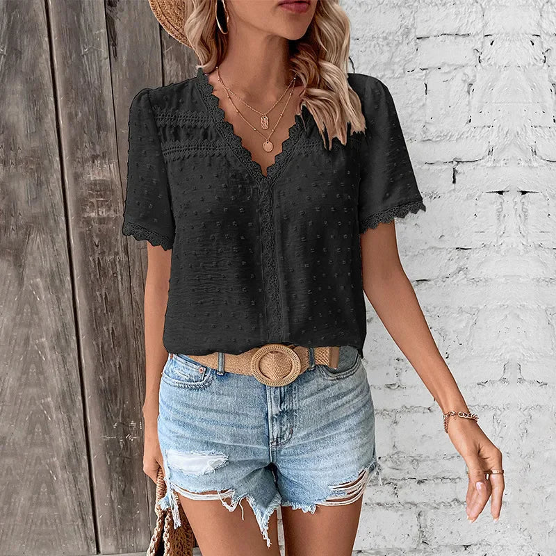 Aubrey Lace Short Sleeve Blouse