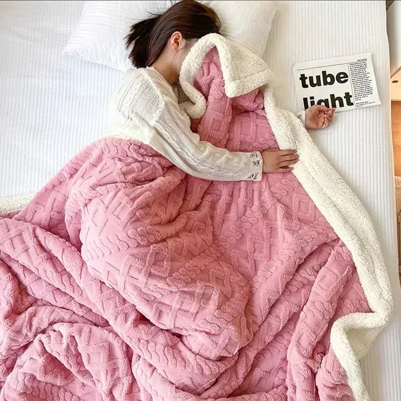 Ultra-Soft Lambswool Fleece Blanket – Thick Winter Bed Throw