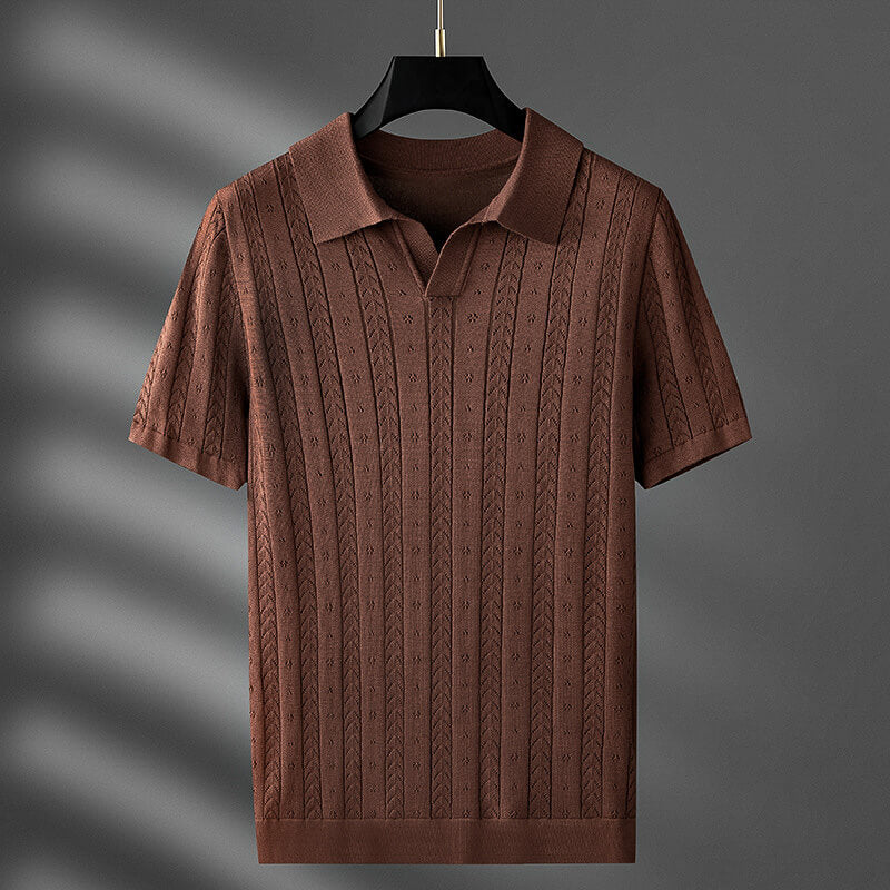 Luxe Textured Knit Polo Shirt