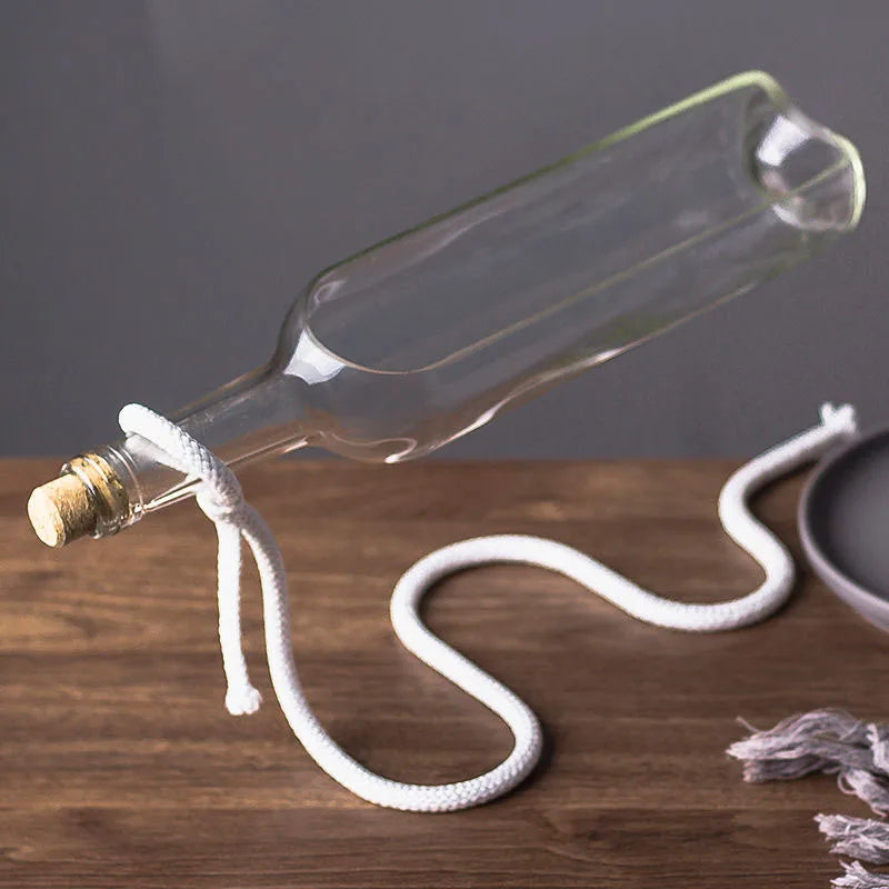 Floating Wine Bottle Planter – Suspended Illusion Flower Pot with Chain Stand