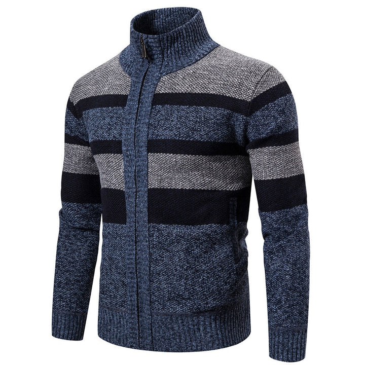 Mens Striped Slim Fit Knitted Cardigan
