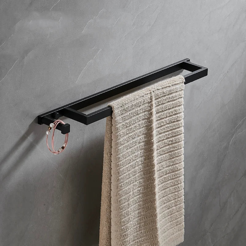 Wall-Mounted Aluminum Towel Rack – Multi-Tier Storage Rail for Modern Bathrooms