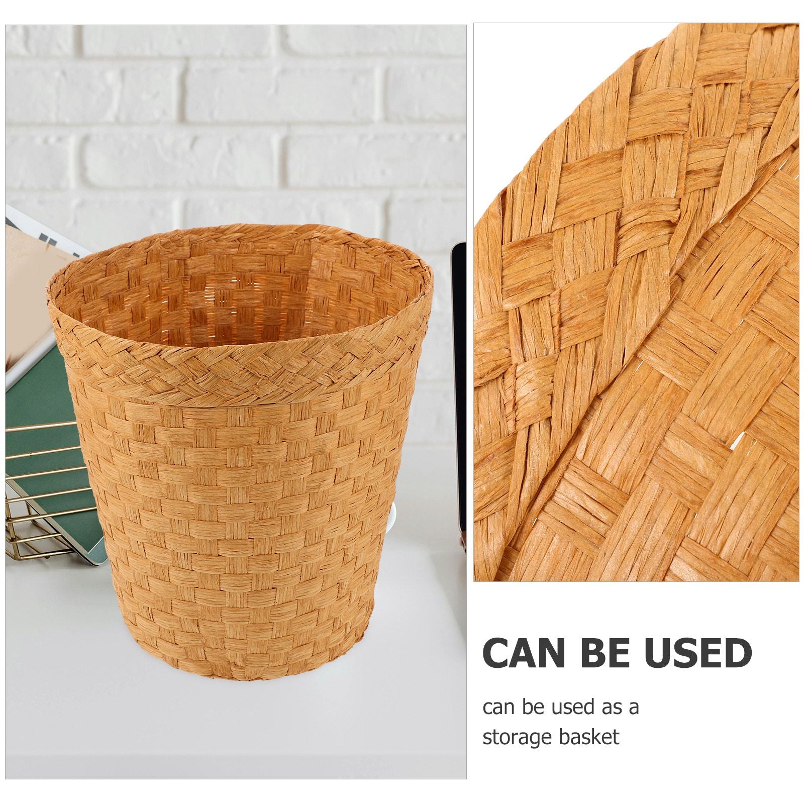 Handwoven Wicker Waste Bin