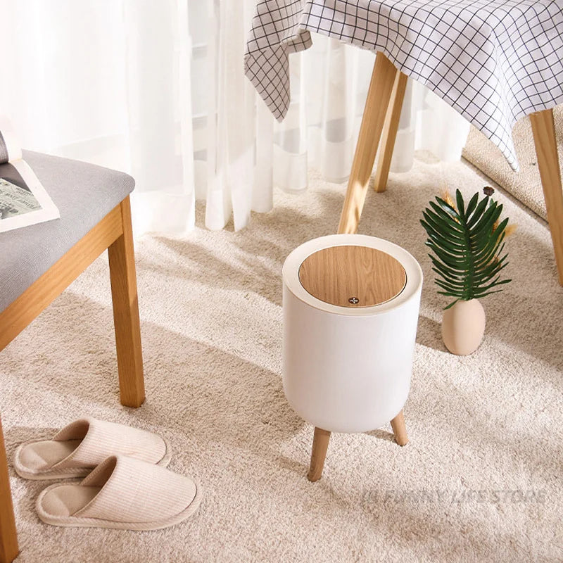 Wooden High Foot Pedal Bin