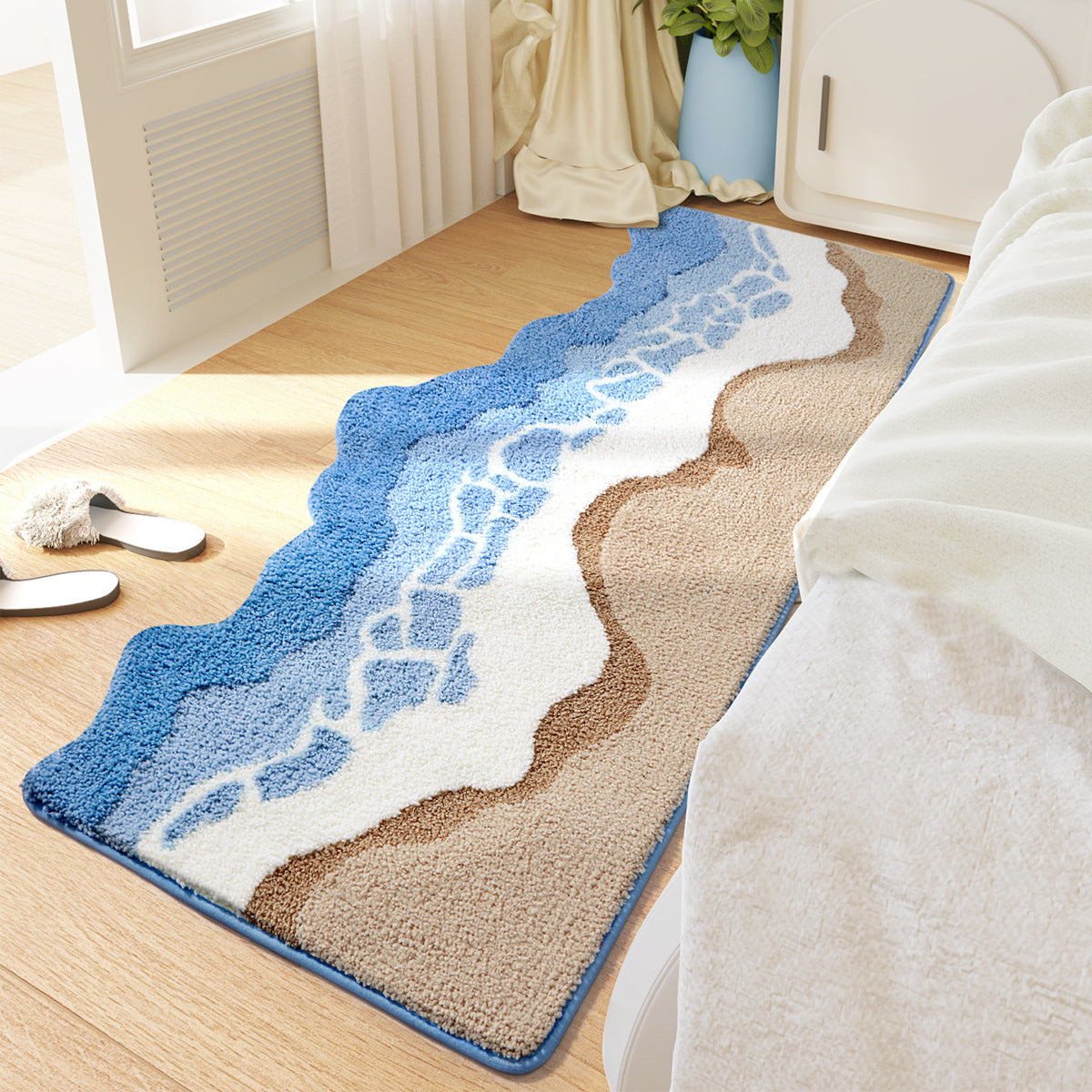 Ocean Ripple Microfiber Rug – Soft Wave Design with Non-Slip Backing