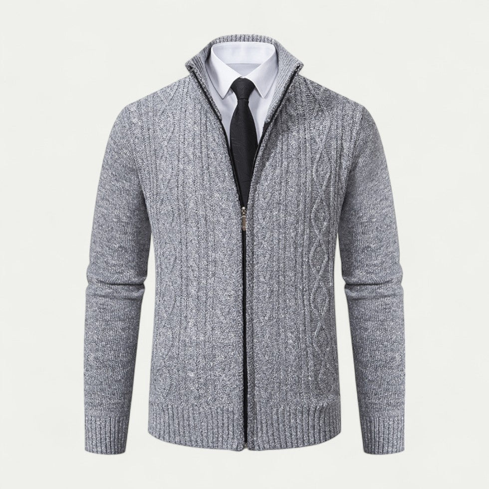 Brighton Cable-Knit Zip-Up Cardigan