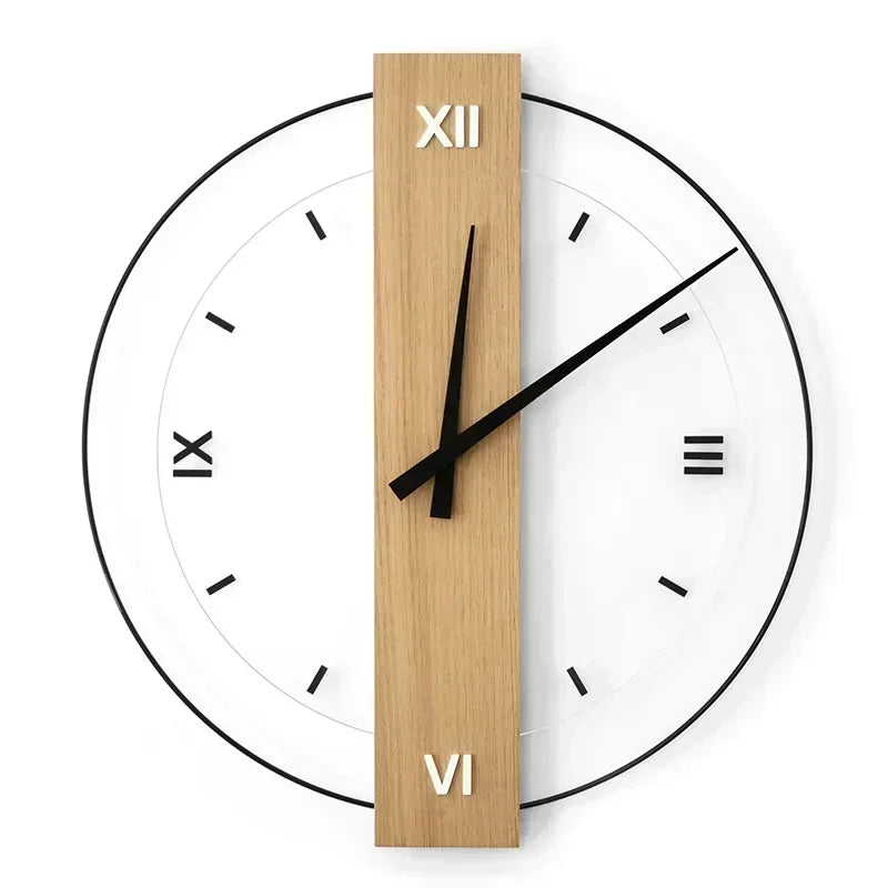 Minimalist Wood and Metal Wall Clock