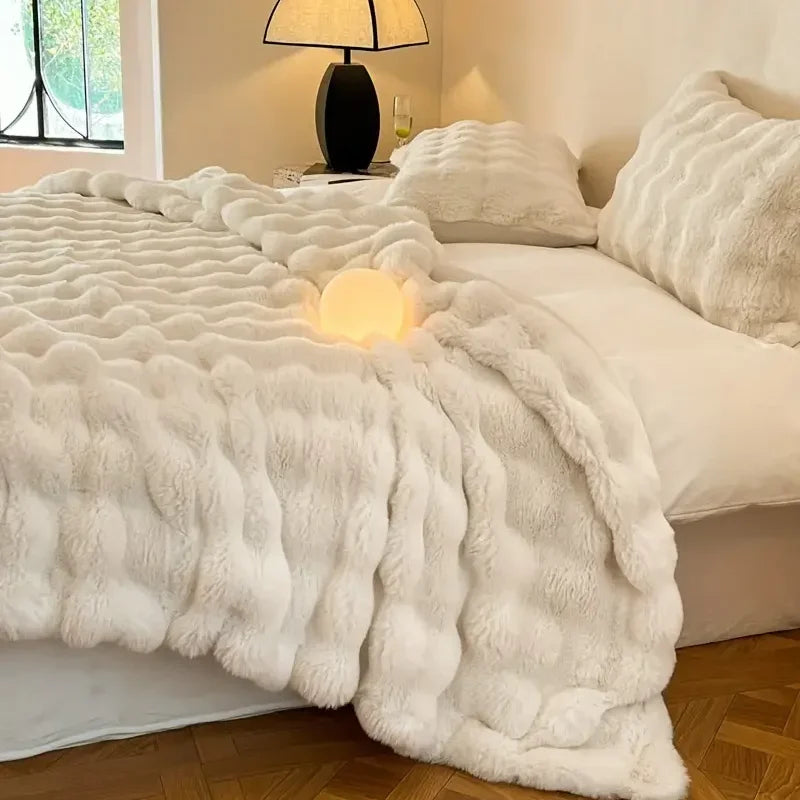Double-Sided Faux Fur Throw Blanket