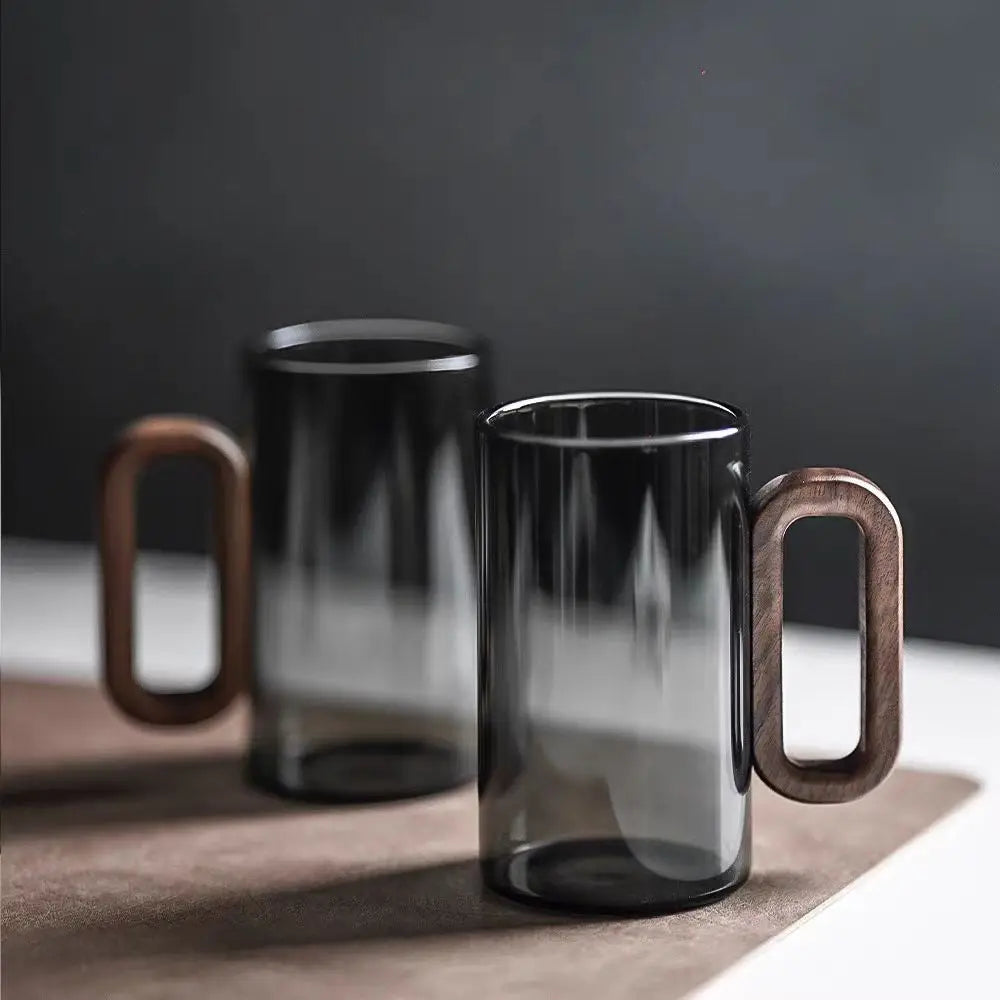 Nordic Glass Mug with Wooden Handle