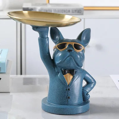 French Bulldog Resin Tray Figurine – Decorative Dog Statue for Keys, Jewelry & Home Decor