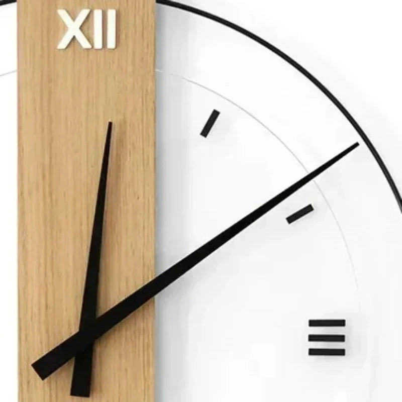 Minimalist Wood and Metal Wall Clock