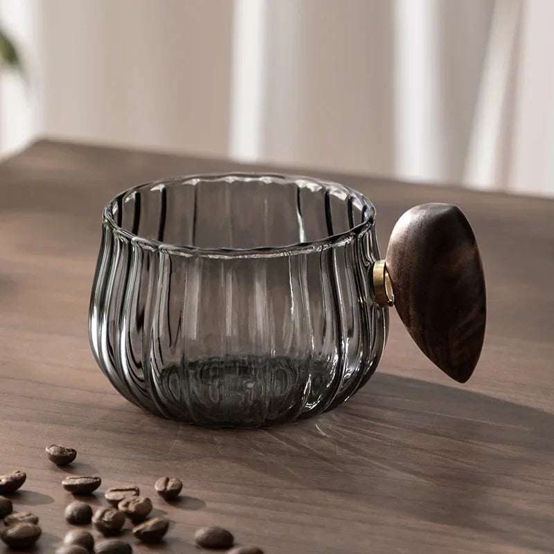 Glass Coffee Mug with Wooden Handle