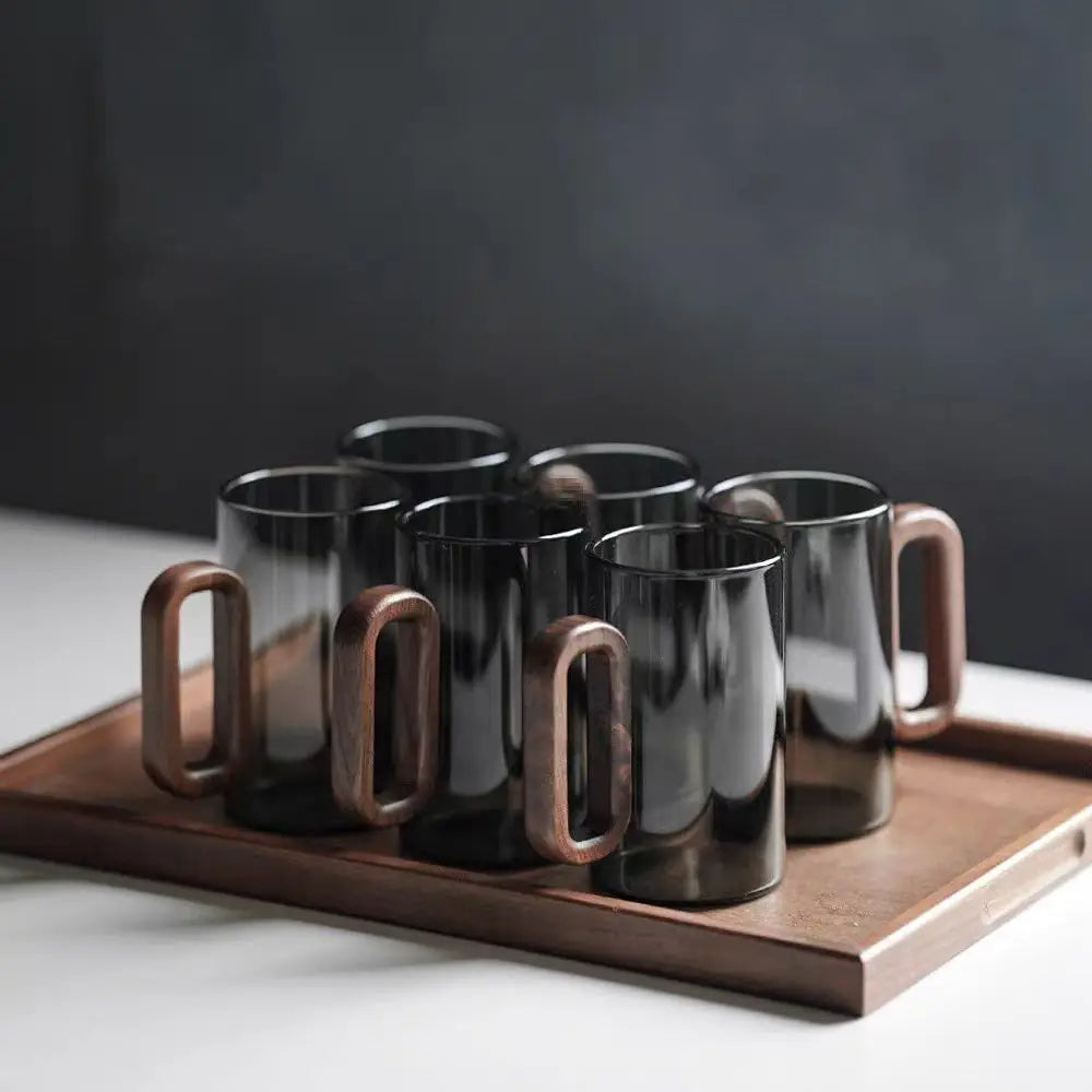 Nordic Glass Mug with Wooden Handle
