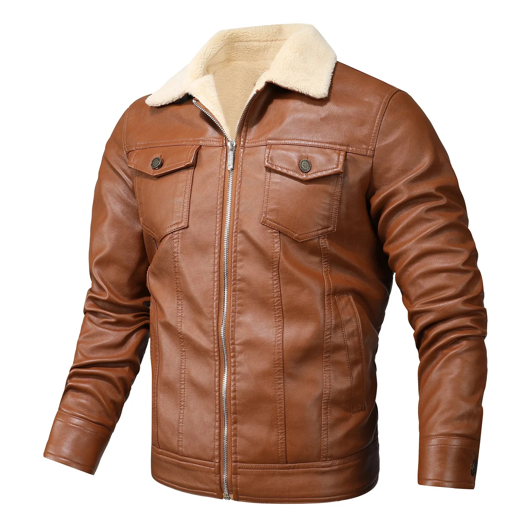 Axel Leather Biker Fleece Jacket
