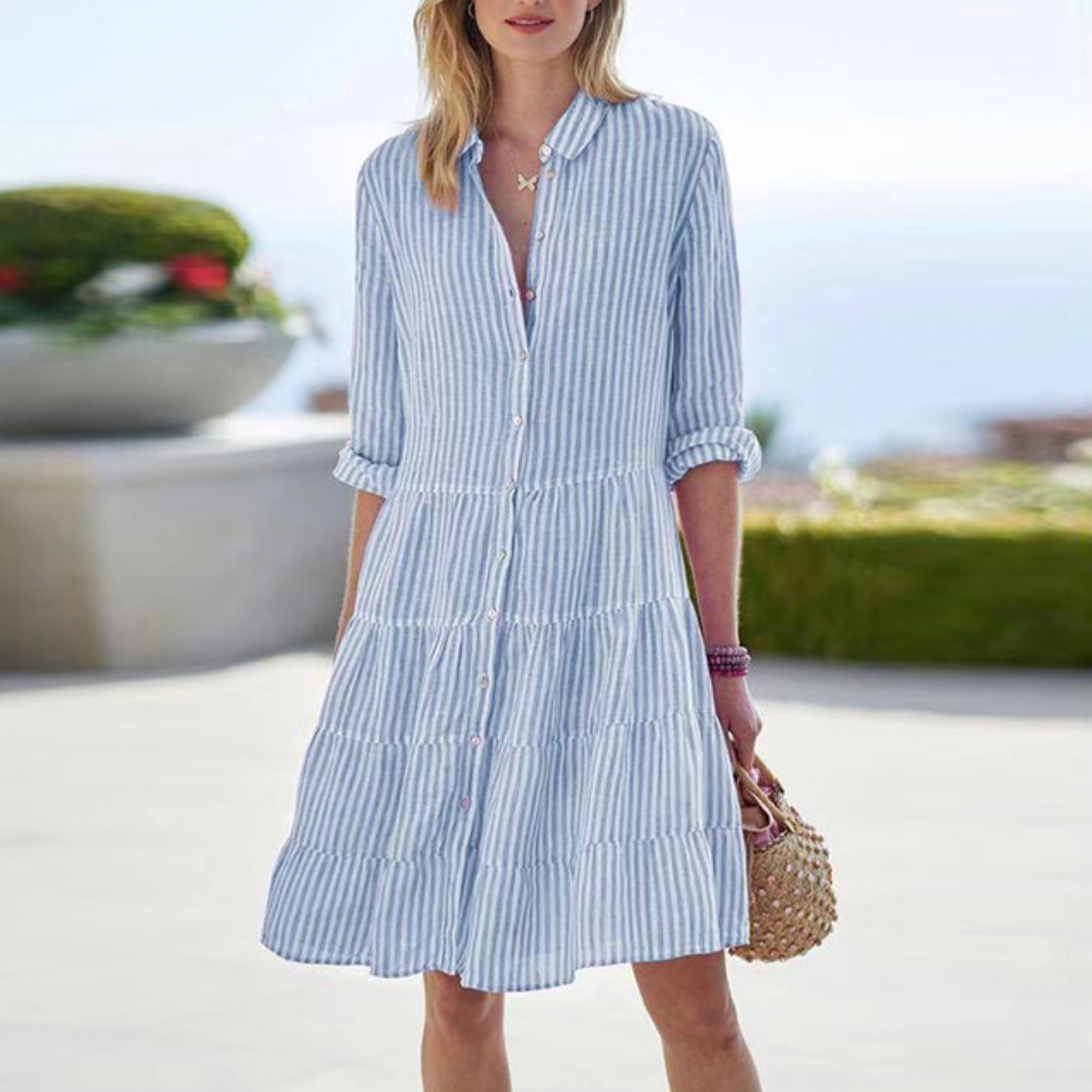 Selora Striped Shirt Dress