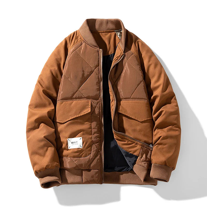 Quilted Cargo Puffer Bomber Jacket