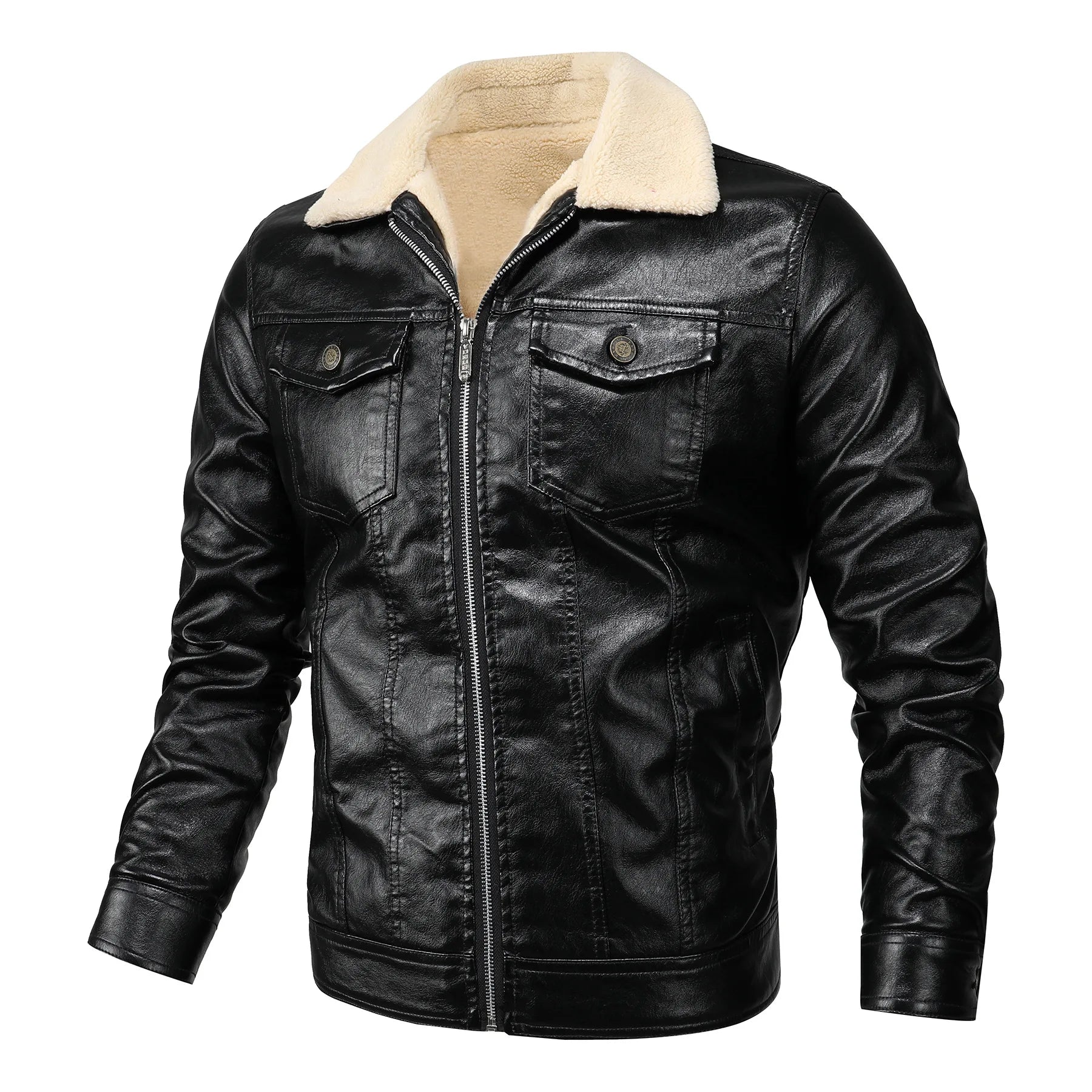 Axel Leather Biker Fleece Jacket