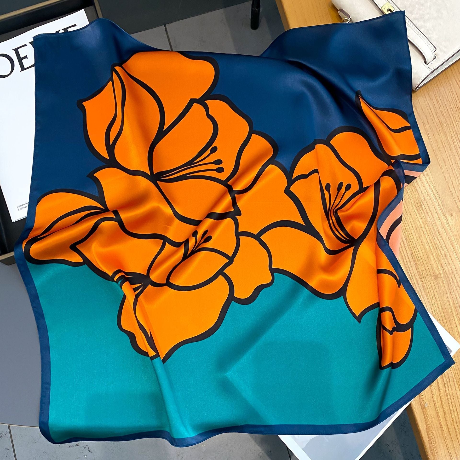 Vivienne Silk Square Scarf – Bold Color Block