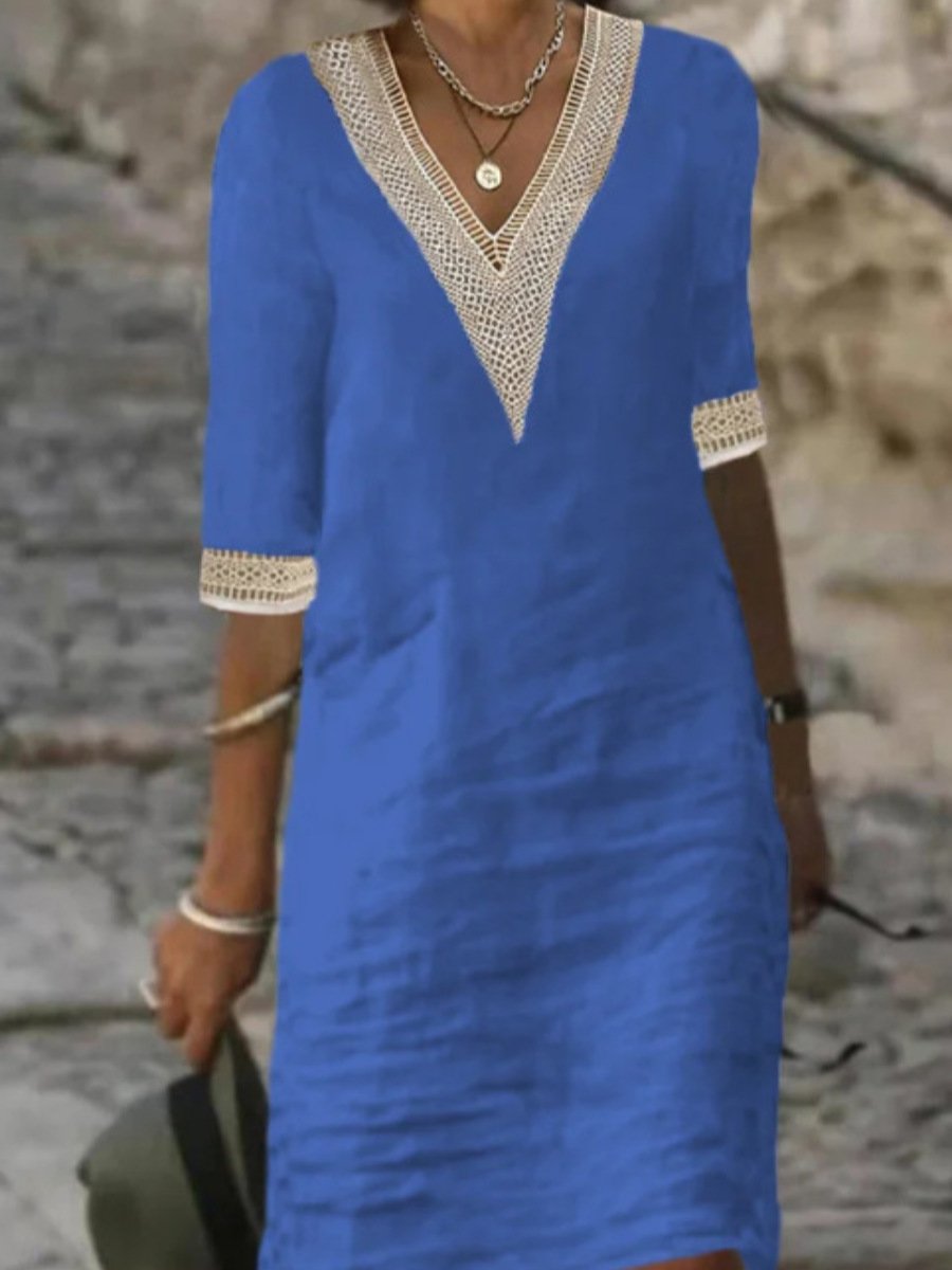 Selena Lace Linen Dress
