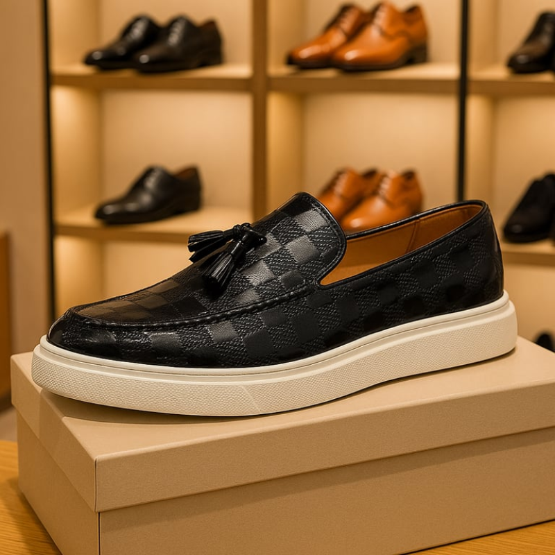 Monaco Textured Leather Tassel Loafers